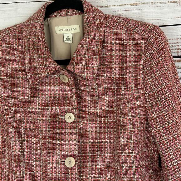 Women's NWOT Appleseed's Pink Blush Tweed Career Blazer Jacket Lined Size 12 - Picture 3 of 8